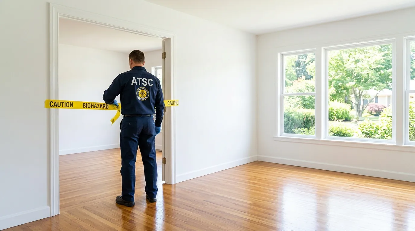 Certified biohazard cleanup crew performing Decomposition Cleanup in Newton